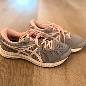 Asics Women’s Athletic Shoes — Gray with Light Pink Trim
